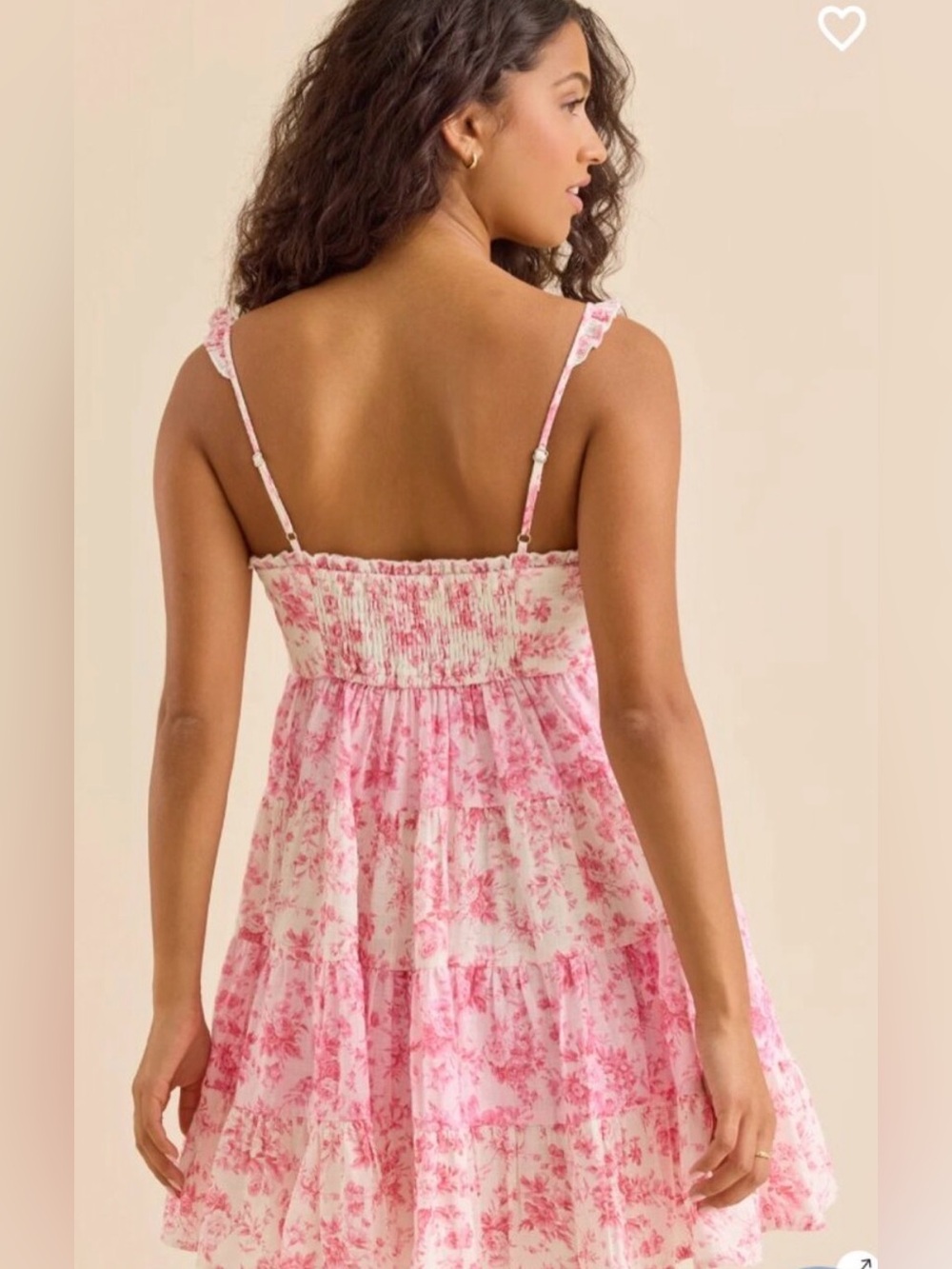 NWT Altar’d State Pink Floral Tiered Mini Dress Ruffle Strap Cottagecore Size S - Picture 11 of 12